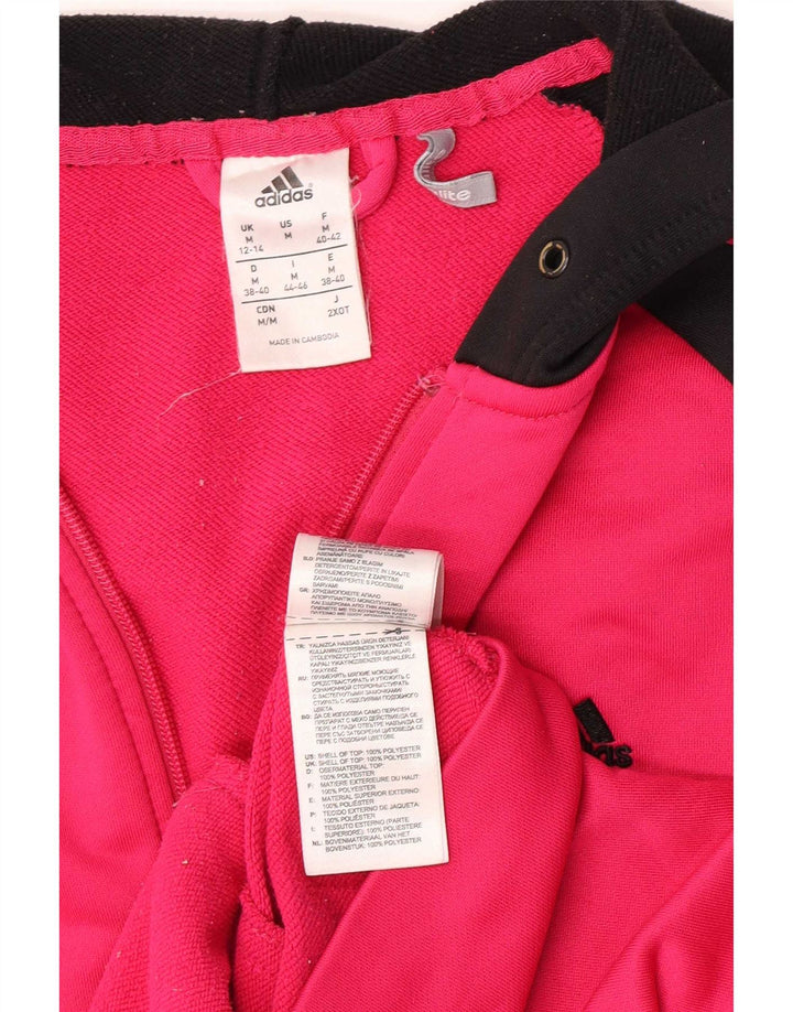 Adidas Womens Zip Hoodie Sweater UK 12/14 Medium Pink Polyester