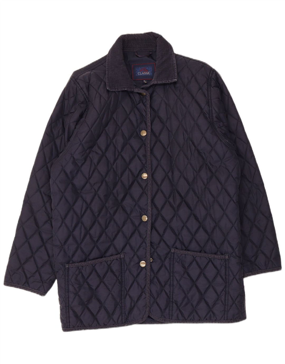 Vintage Womens Loose Fit Quilted Jacket EU 38/40Medium Navy Blue Polyamide