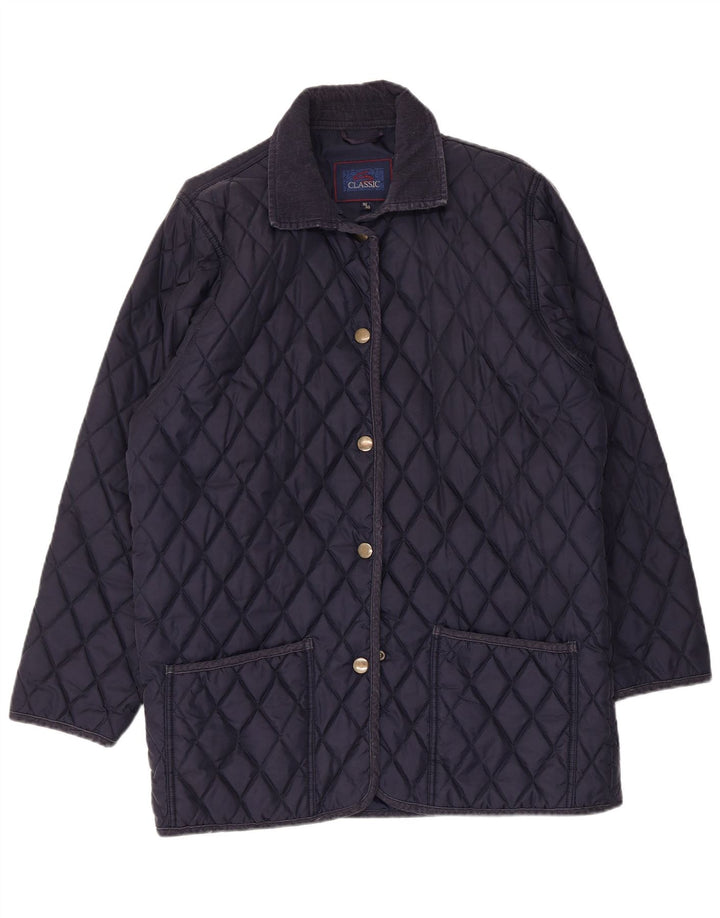 Vintage Womens Loose Fit Quilted Jacket EU 38/40Medium Navy Blue Polyamide