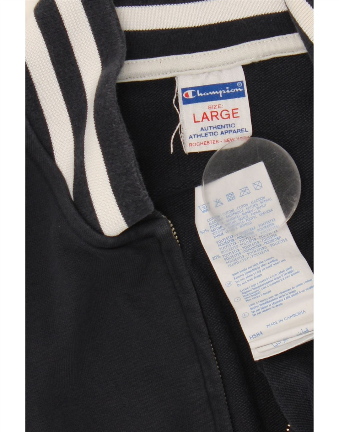 CHAMPION Mens Tracksuit Top Jacket Medium Navy Blue Striped Cotton