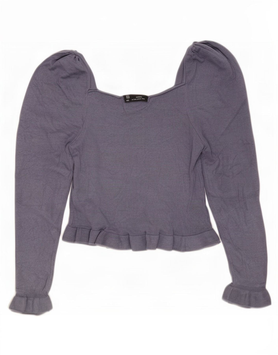 Zara Womens Crop Top Long Sleeve UK 12 Medium Blue