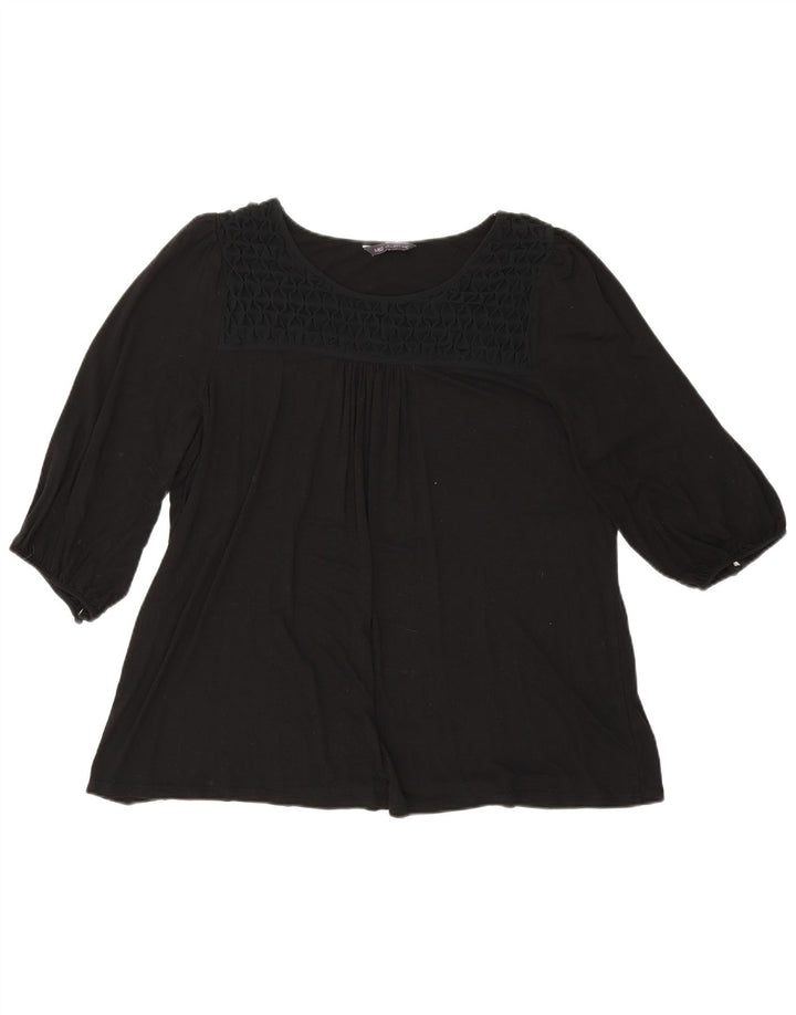 Marks & Spencer Womens 3/4 Sleeve Blouse Top UK 20 2XL Black Viscose
