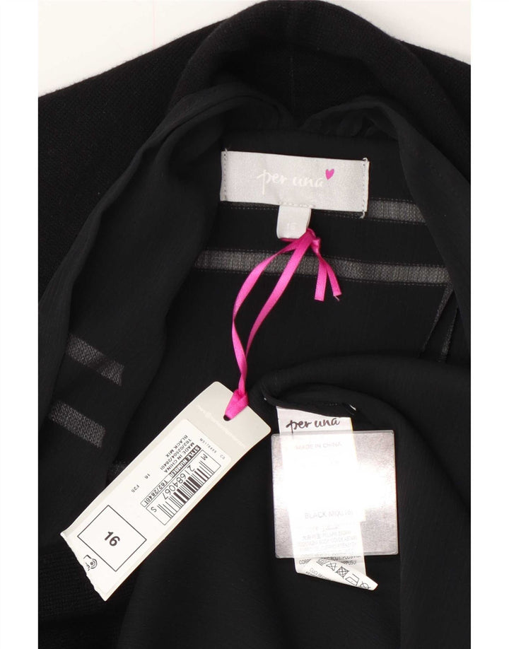 Marks & Spencer Womens Per Una Asymmetric Cardigan Top UK 16 Large Black