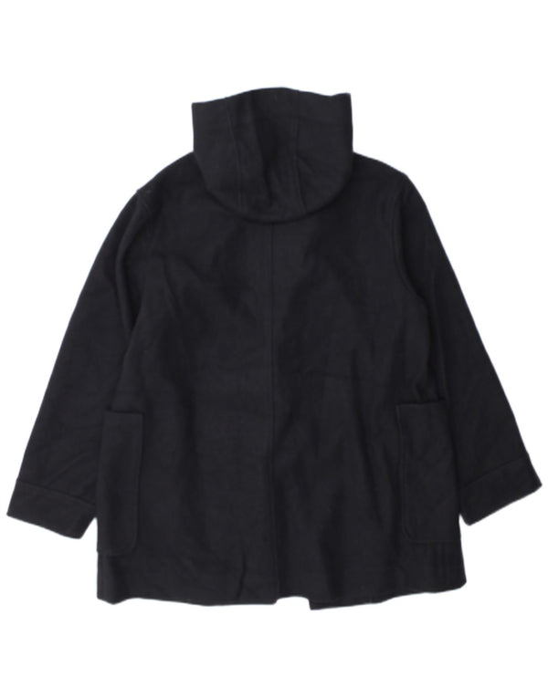 Zara Girls Hooded Double Breasted Coat 13-14 Years Navy Blue Polyester