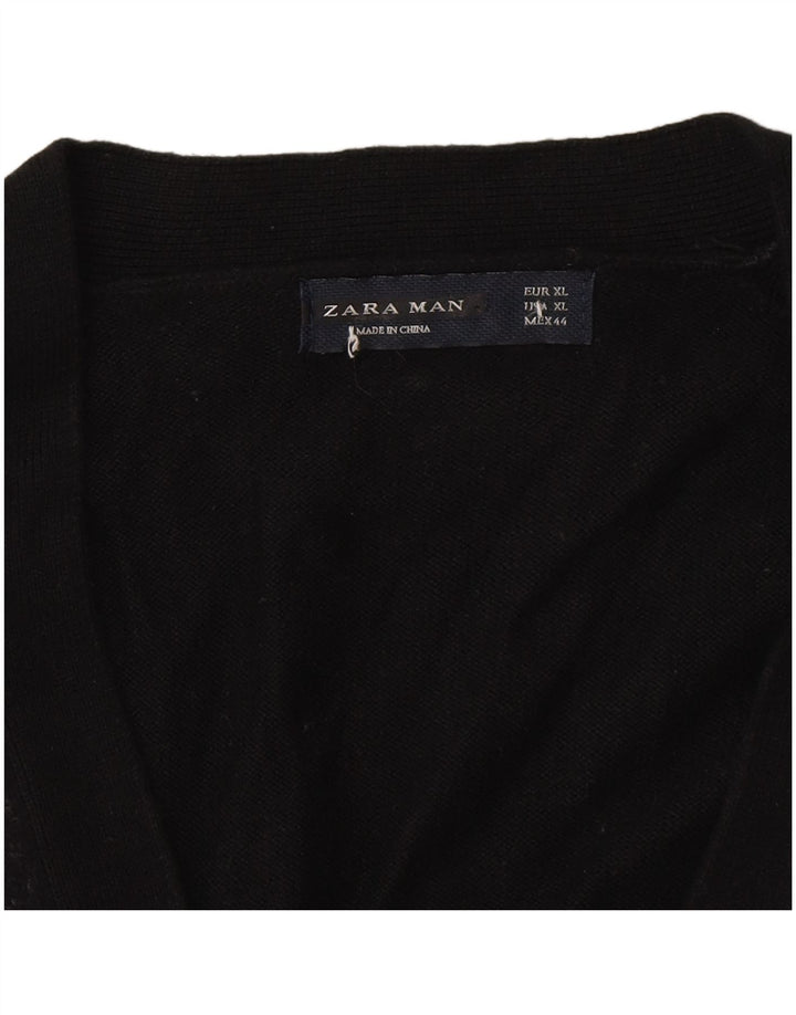 Zara Mens Cardigan Sweater XL Black Colourblock