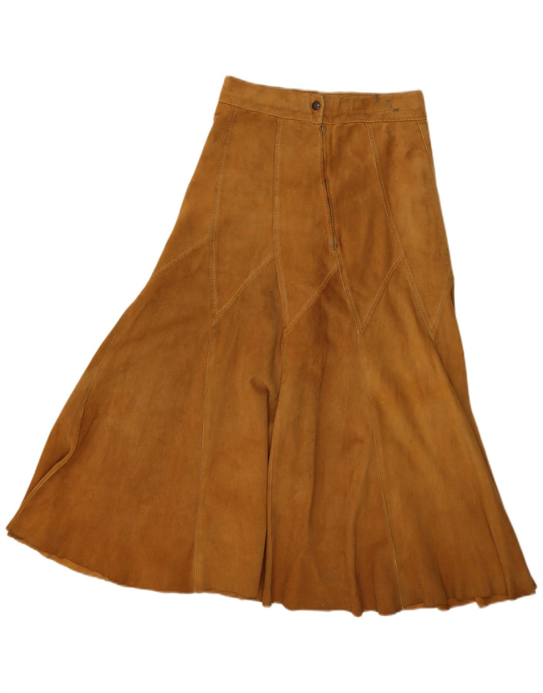 Vintage Womens Suede Flared Skirt W26 Small Brown