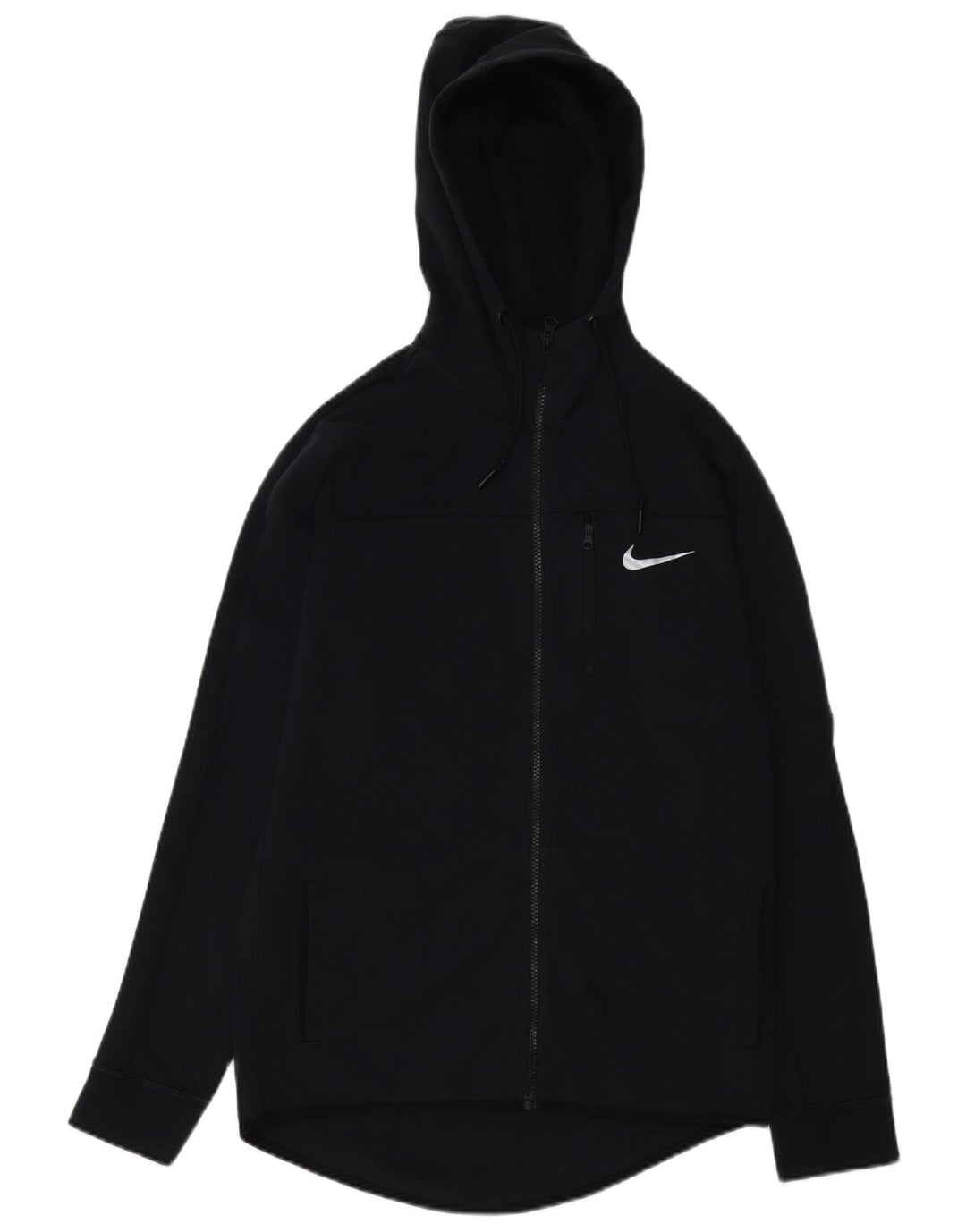 NIKE Mens Zip Hoodie Sweater Small Black Cotton