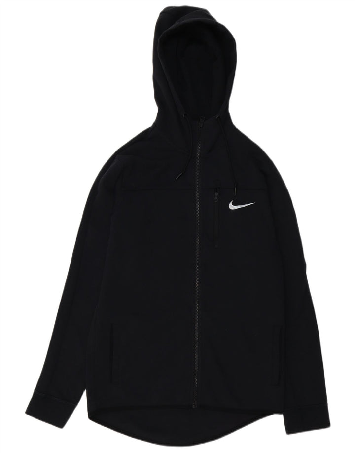 NIKE Mens Zip Hoodie Sweater Small Black Cotton