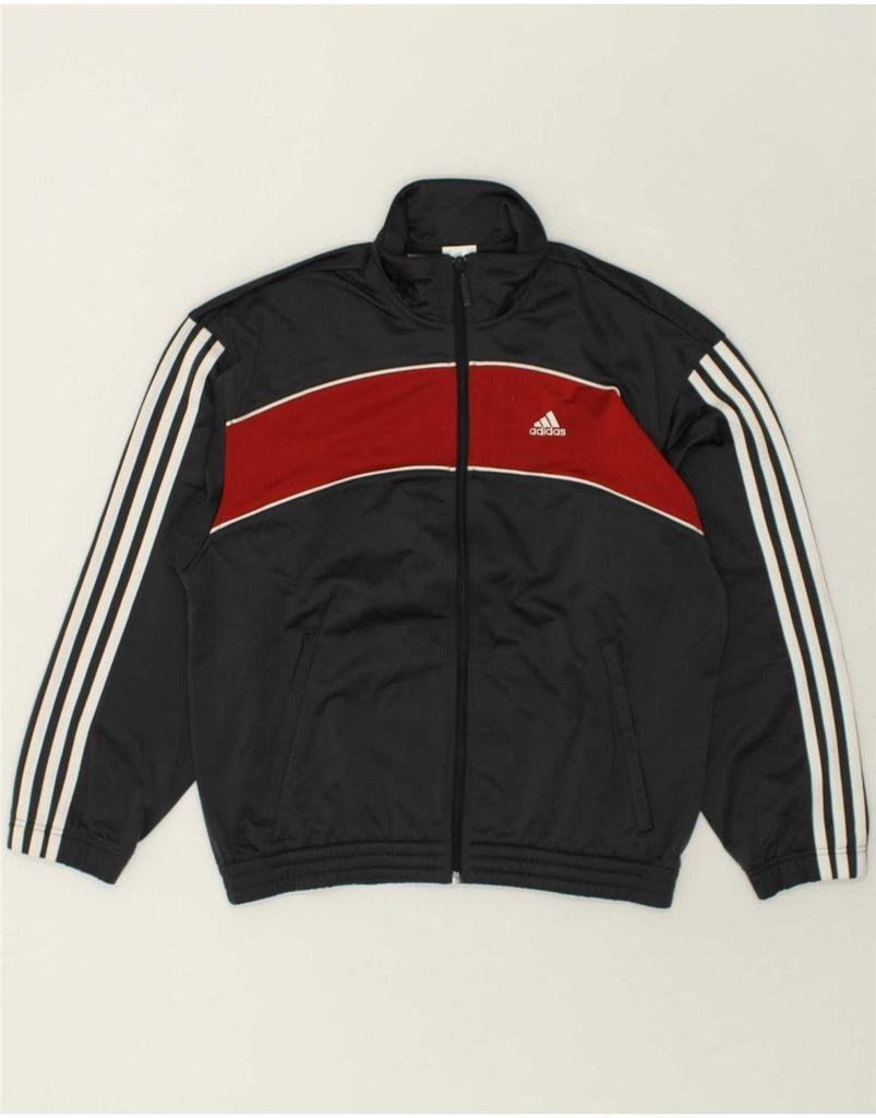 ADIDAS Boys Graphic Tracksuit Top Jacket 13-14 Years Black Colourblock Vintage Adidas and Second-Hand Adidas from Messina Hembry 