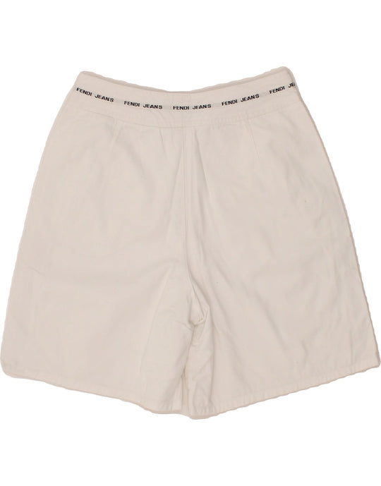 FENDI Womens Graphic Sport Shorts IT 44 Medium White Cotton