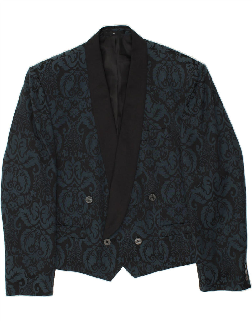 C&A Mens Double Breasted Blazer Jacket IT 48 Medium Black Paisley | Vintage C&A | Thrift | Second-Hand C&A | Used Clothing | Messina Hembry 