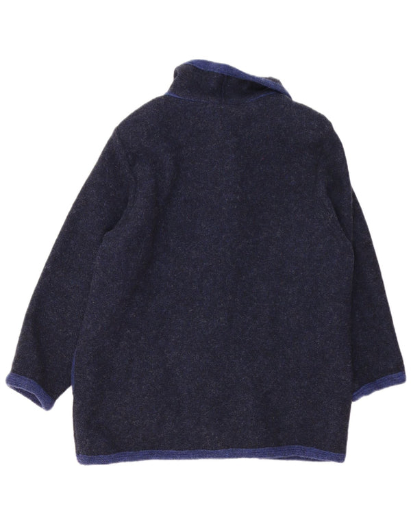 Vintage Womens Cardigan Sweater UK 16 Large Navy Blue Colourblock Novelty