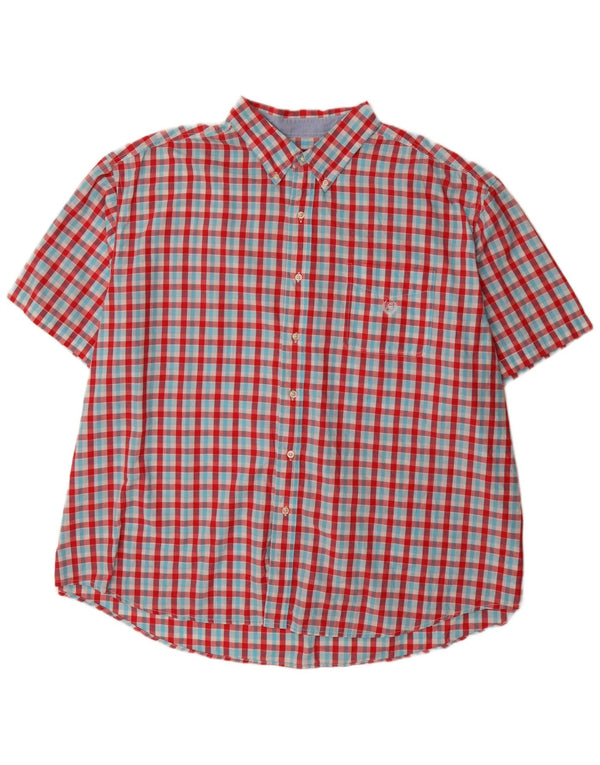 Chaps Mens Big Short Sleeve Regular Fit Shirt 4XL Red Gingham Cotton