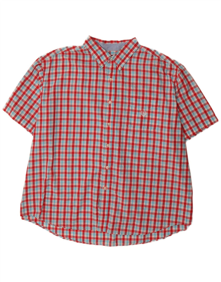 Chaps Mens Big Short Sleeve Regular Fit Shirt 4XL Red Gingham Cotton