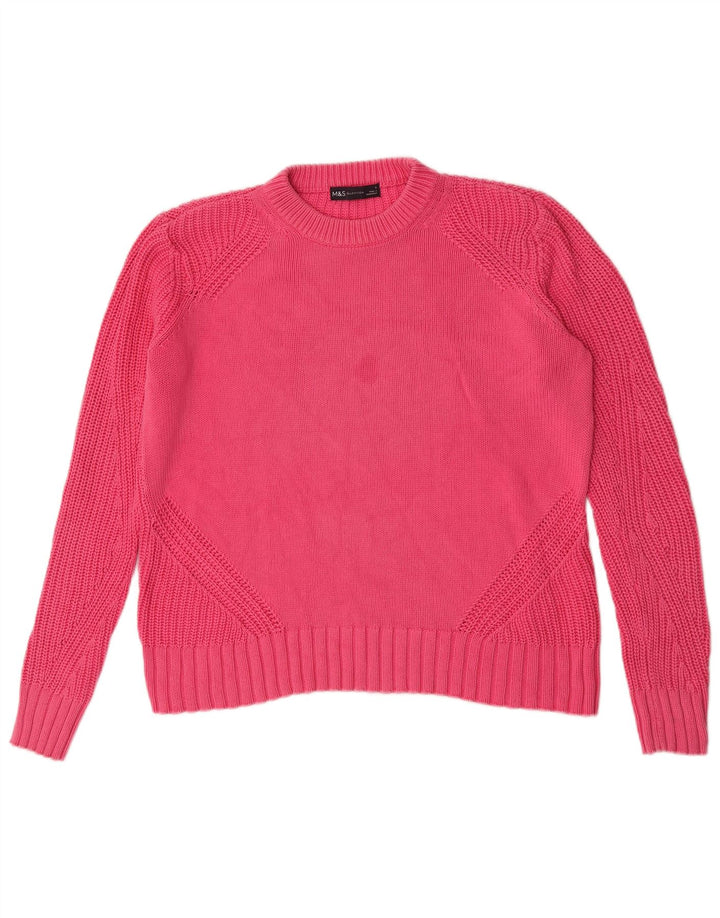 Marks & Spencer Womens Oversized Crew Neck Jumper Sweater UK 10 Small Pink