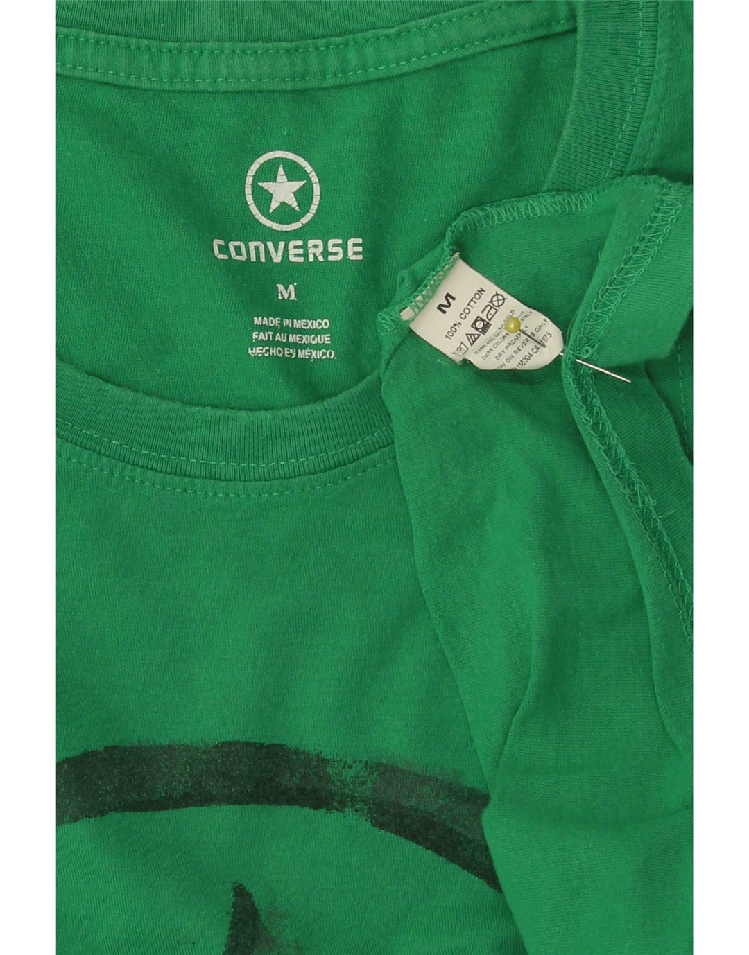 Converse Mens Graphic T-Shirt Top Medium Green Cotton