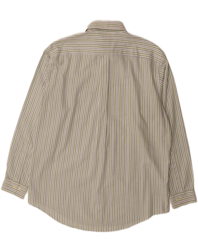 BROOKS BROTHERS Mens 346 Shirt Large Green Striped Cotton Vintage Brooks Brothers and Second-Hand Brooks Brothers from Messina Hembry 