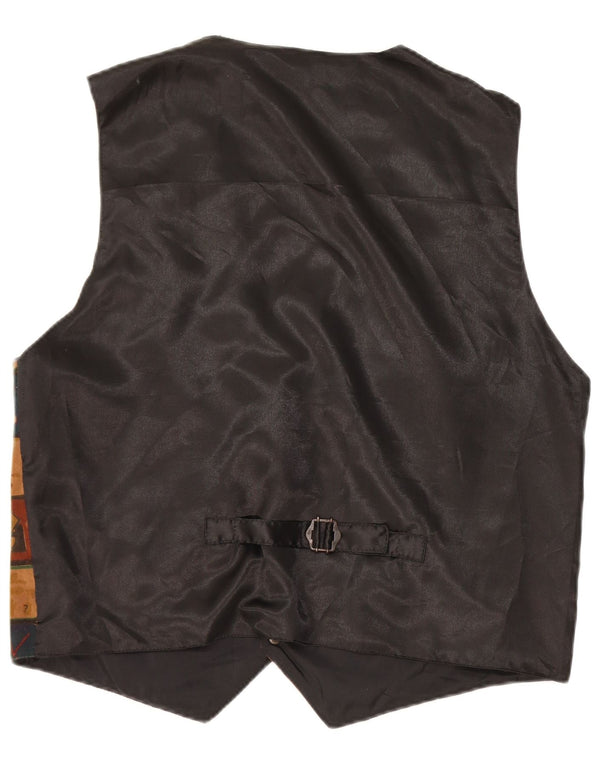 C & A Mens Suede Waistcoat Large Multicoloured Patchwork Leather