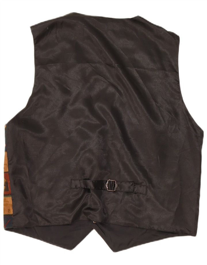 C & A Mens Suede Waistcoat Large Multicoloured Patchwork Leather