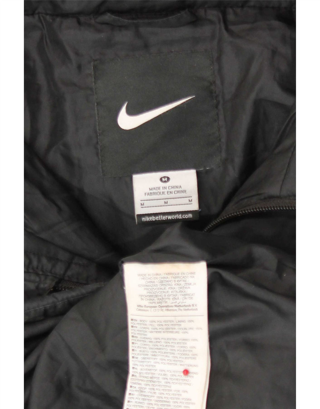 Nike Mens Graphic Padded Jacket UK 38 Medium Black Polyester