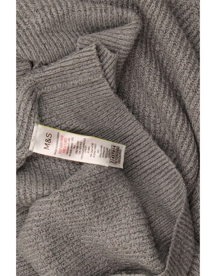 Marks & Spencer Mens Crew Neck Jumper Sweater 2XL Grey Polyamide