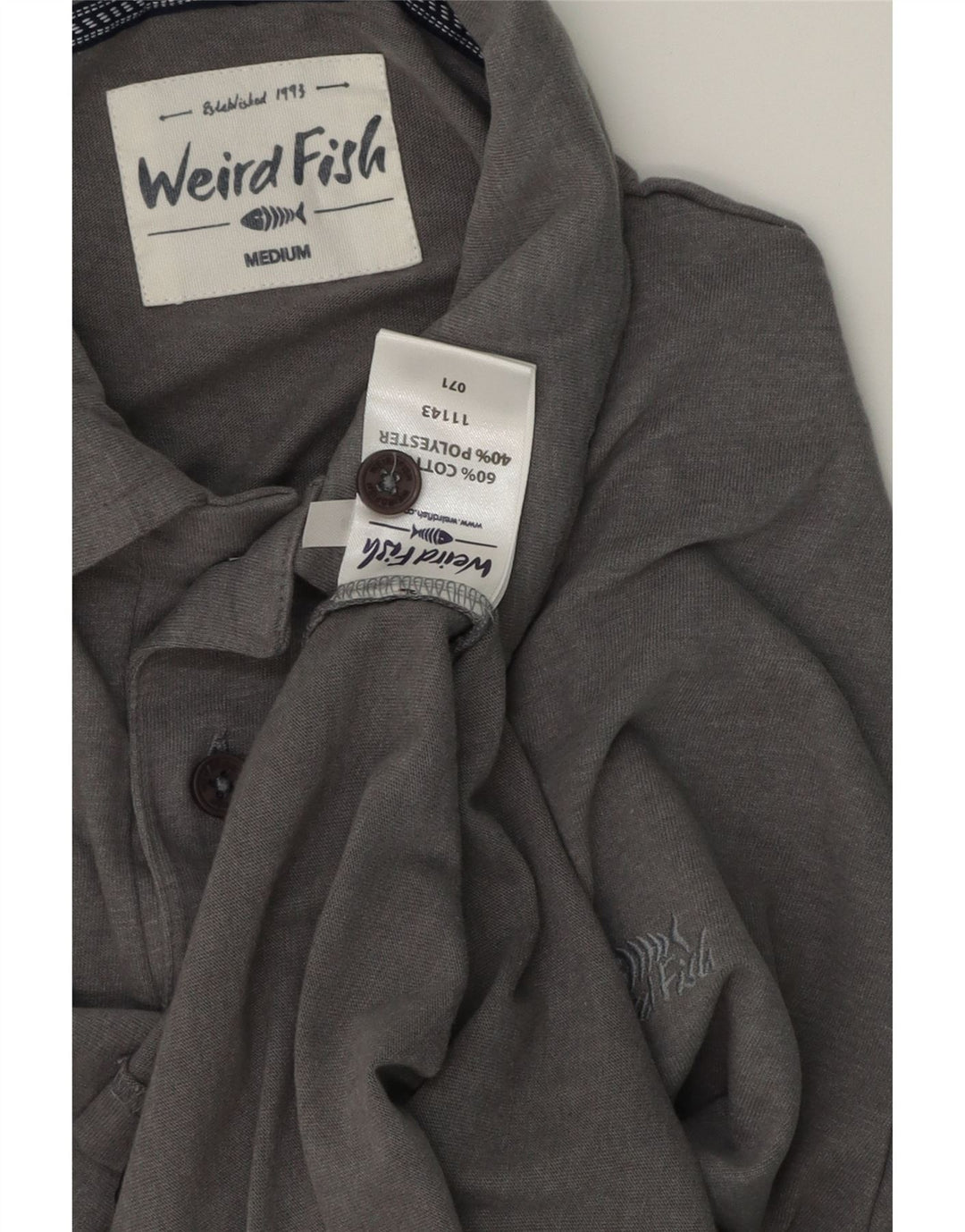 Weird Fish Mens Polo Shirt Medium Grey Cotton