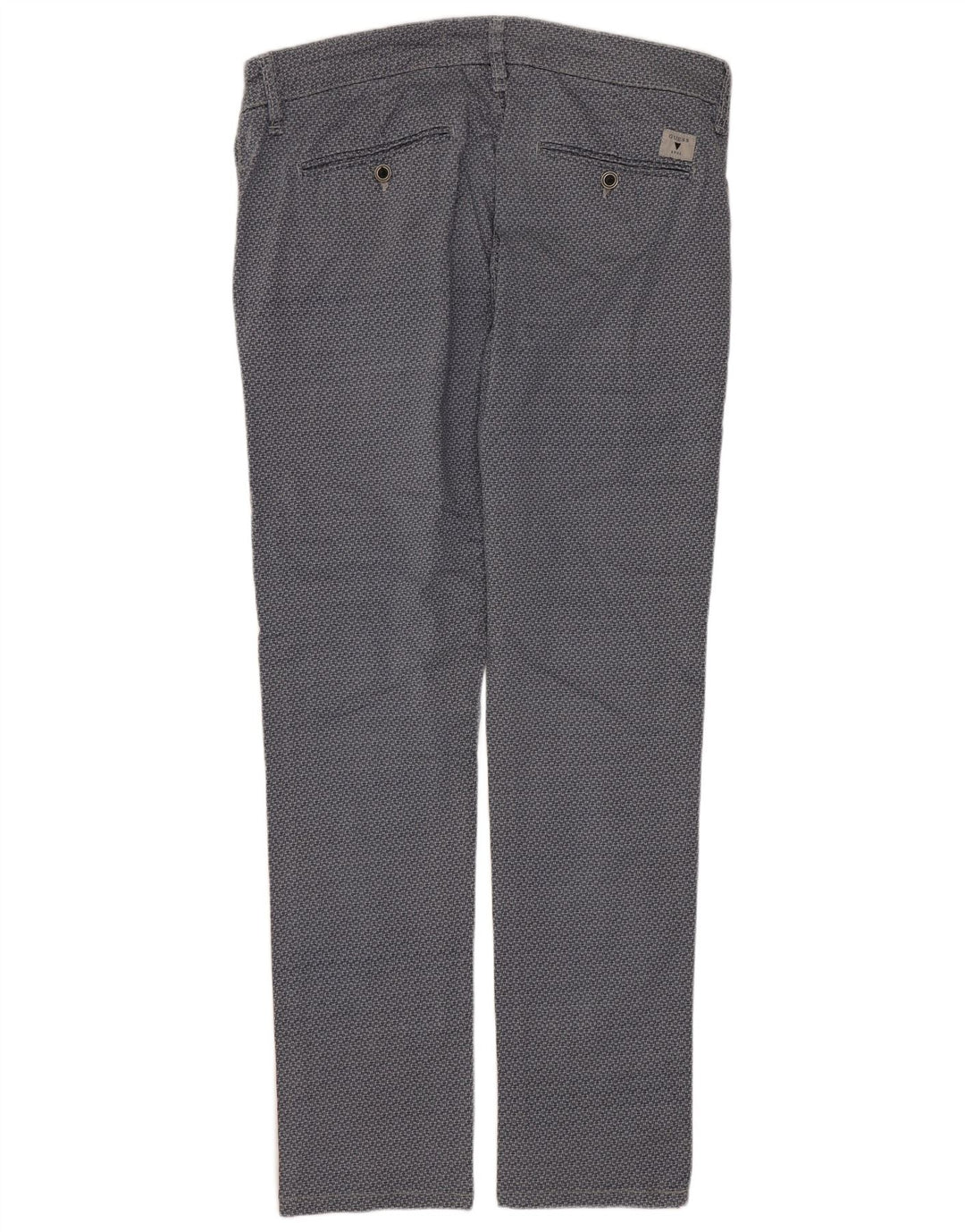 GUESS Mens Daniel Skinny Chino Trousers W33 L29 Blue Geometric
