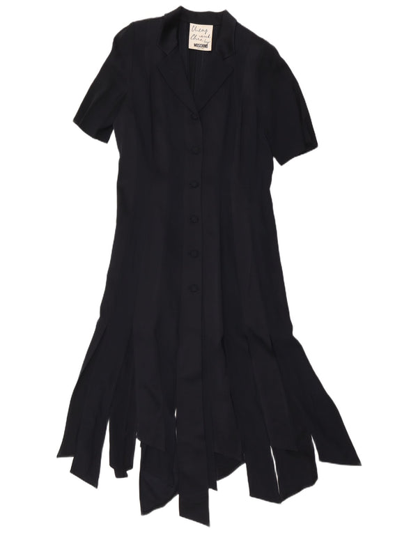 Moschino Womens Short Sleeve Shirt Dress UK 16 Large Navy Blue Classic