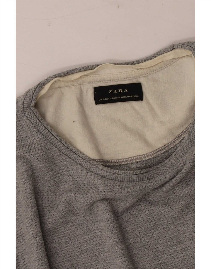 Zara Mens T-Shirt Top XL Grey Colourblock