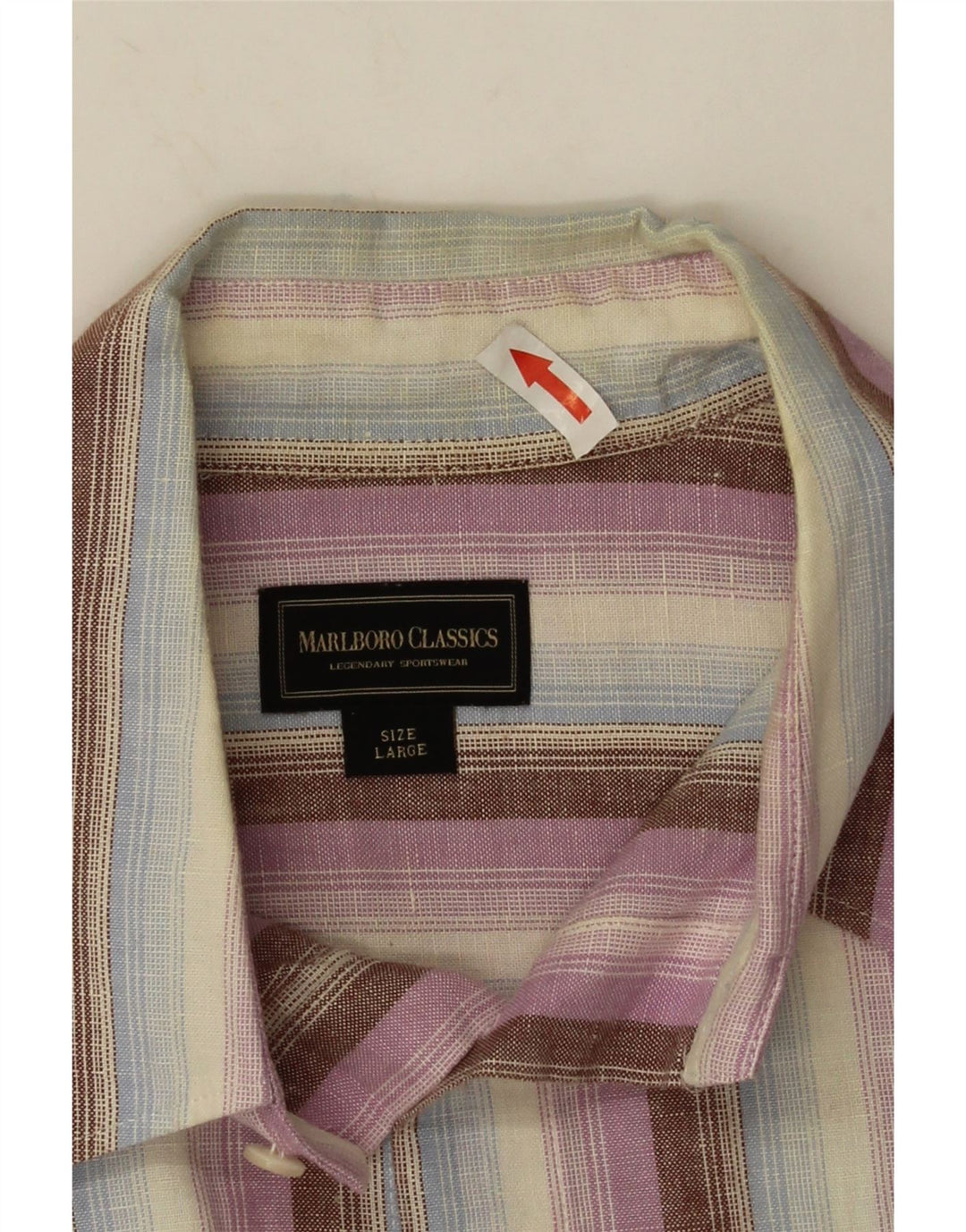 Marlboro Classics Mens Short Sleeve Shirt Large Multicoloured Striped Linen