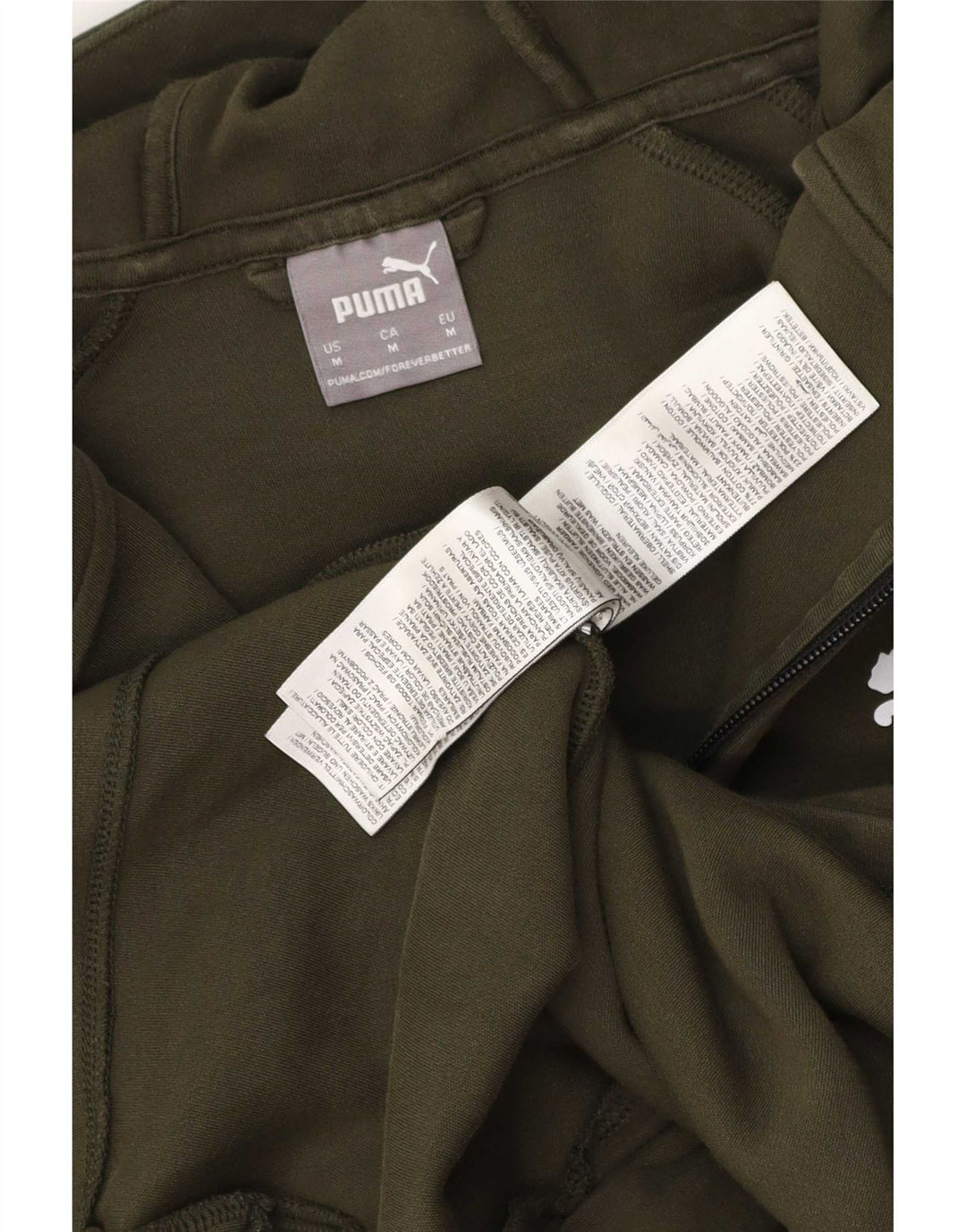 Puma Womens Zip Hoodie Sweater UK 14 Medium Khaki Cotton