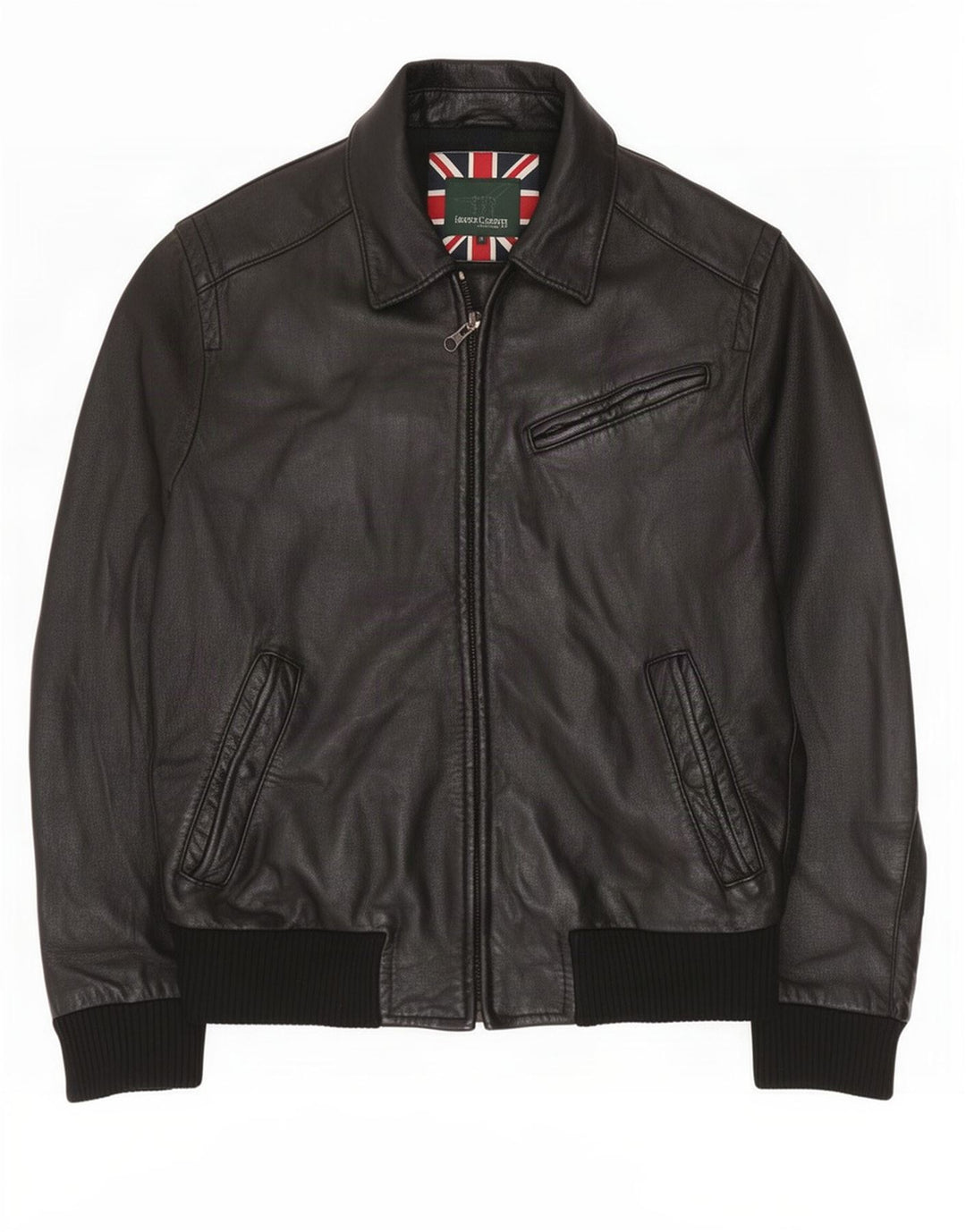 Henry Cottons Mens Leather Jacket IT 52 XL Black