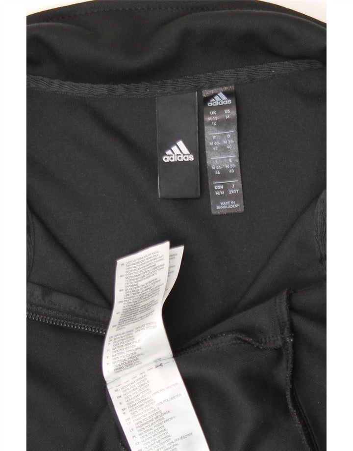 Adidas Womens Tracksuit Top Jacket UK 12 /14 Medium Black Polyester