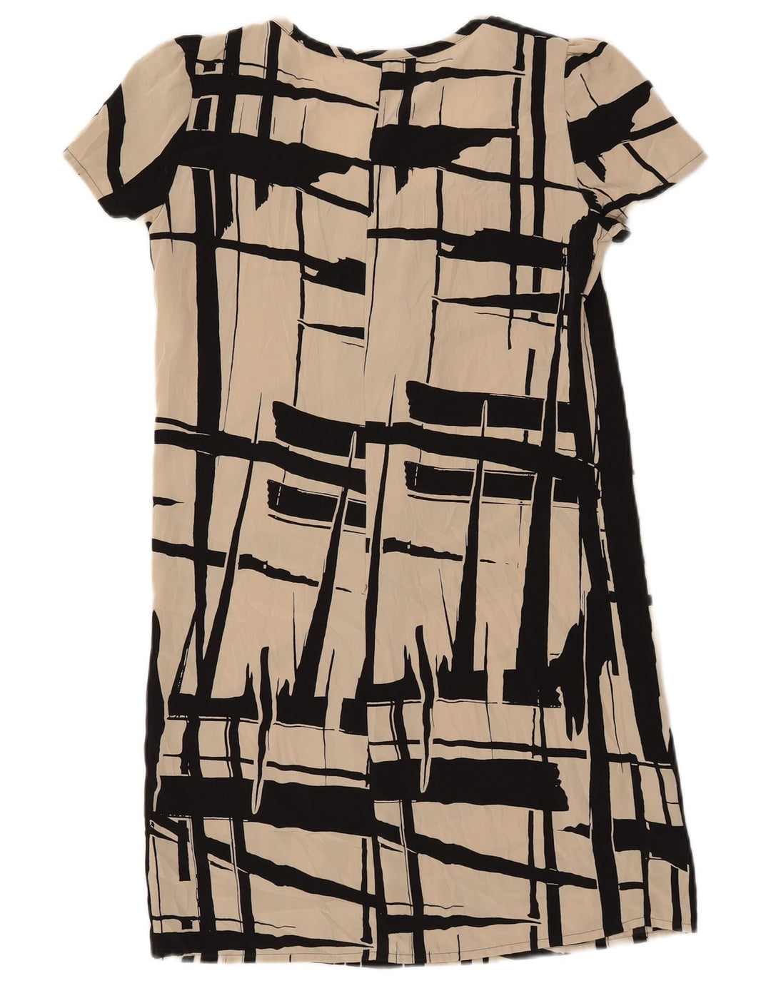 Benetton Womens Abstract Pattern Shift Dress UK 6 XS Off White Polyester