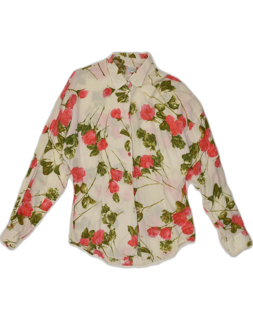 BENETTON Womens Shirt Blouse IT 44 Medium White Floral | Vintage Benetton | Thrift | Second-Hand Benetton | Used Clothing | Messina Hembry 