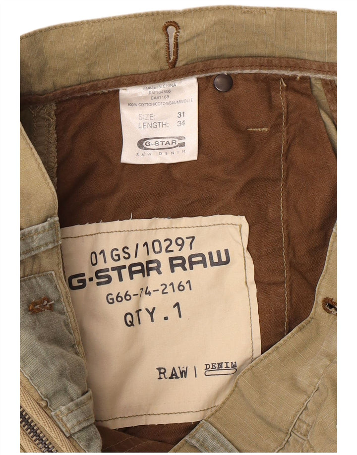 G-STAR Mens Straight Cargo Trousers W31 L34 Khaki Cotton