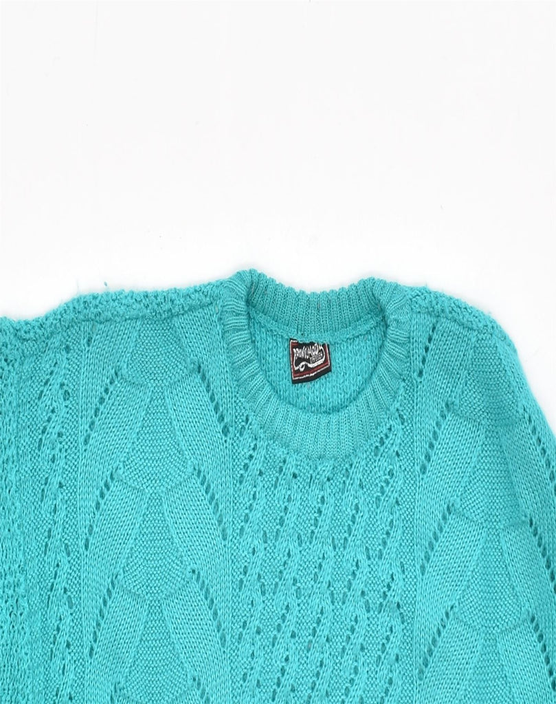 VINTAGE Womens Crew Neck Jumper Sweater UK 16 Large Turquoise Wool | Vintage | Thrift | Second-Hand | Used Clothing | Messina Hembry 