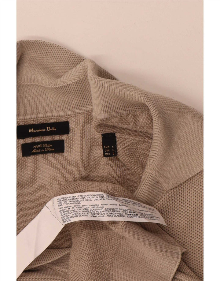 Massimo Dutti Mens Polo Shirt Large Grey Cotton