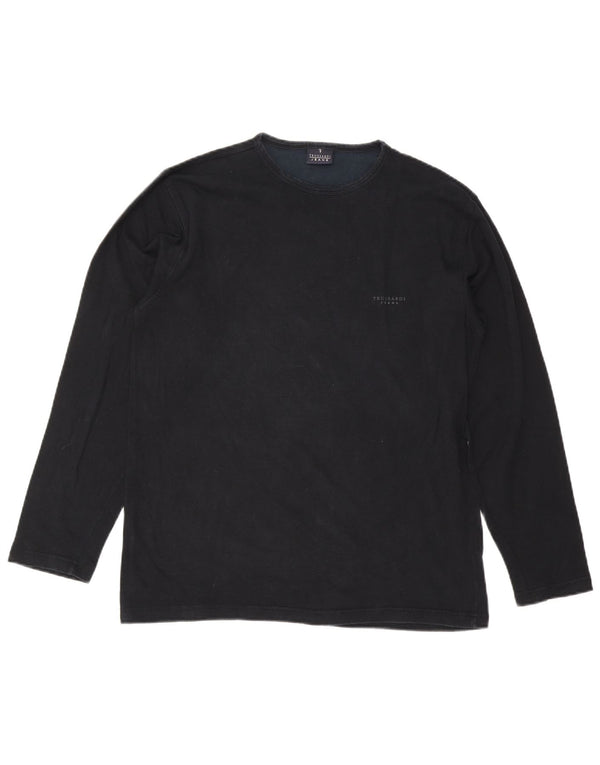 Trussardi Jeans Mens Top Long Sleeve 2XL Black Viscose