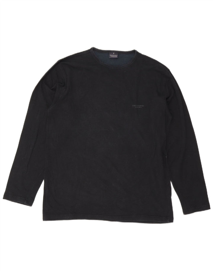 Trussardi Jeans Mens Top Long Sleeve 2XL Black Viscose