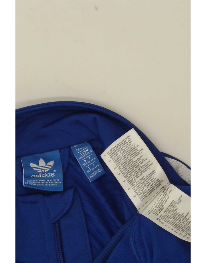 Adidas Boys Graphic Tracksuit Top Jacket 13-14 Years Blue Polyester