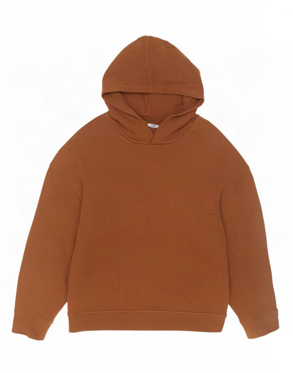 Zara Womens Crop Oversized Hoodie Jumper UK 10 Small Brown Cotton