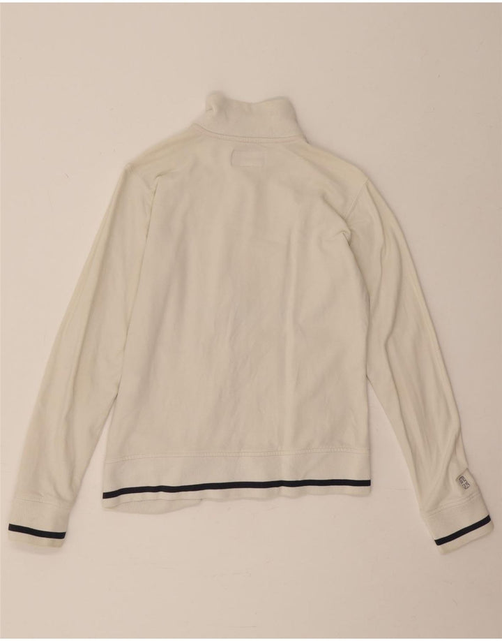 Reebok Womens Tracksuit Top Jacket UK 12 Medium White Cotton