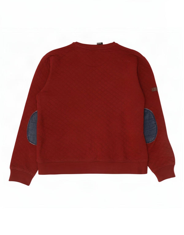 Bench Mens Sweatshirt Jumper Large Red Colourblock Cotton