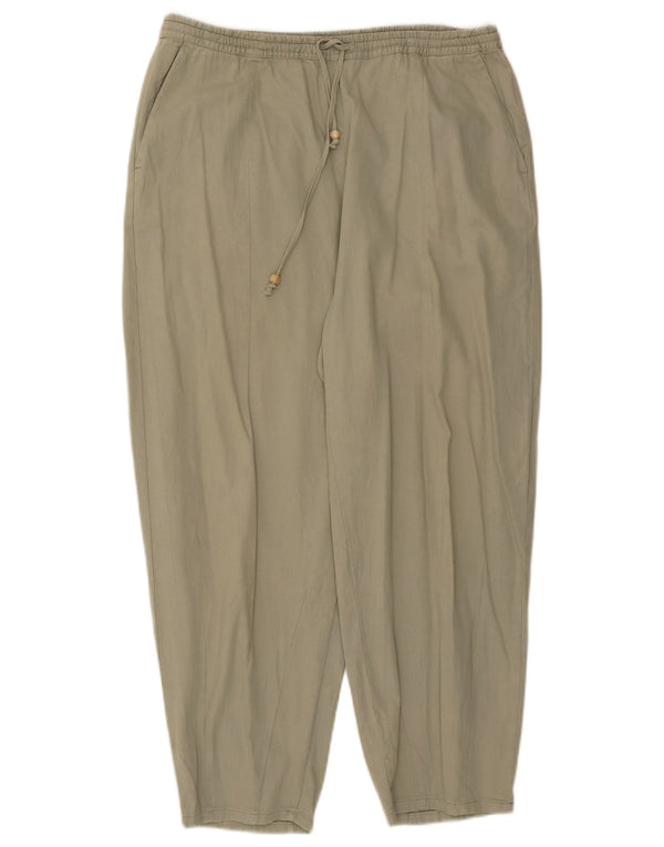 Zara Womens Loose Fit Cropped Trousers Large W30 L25 Green Cotton