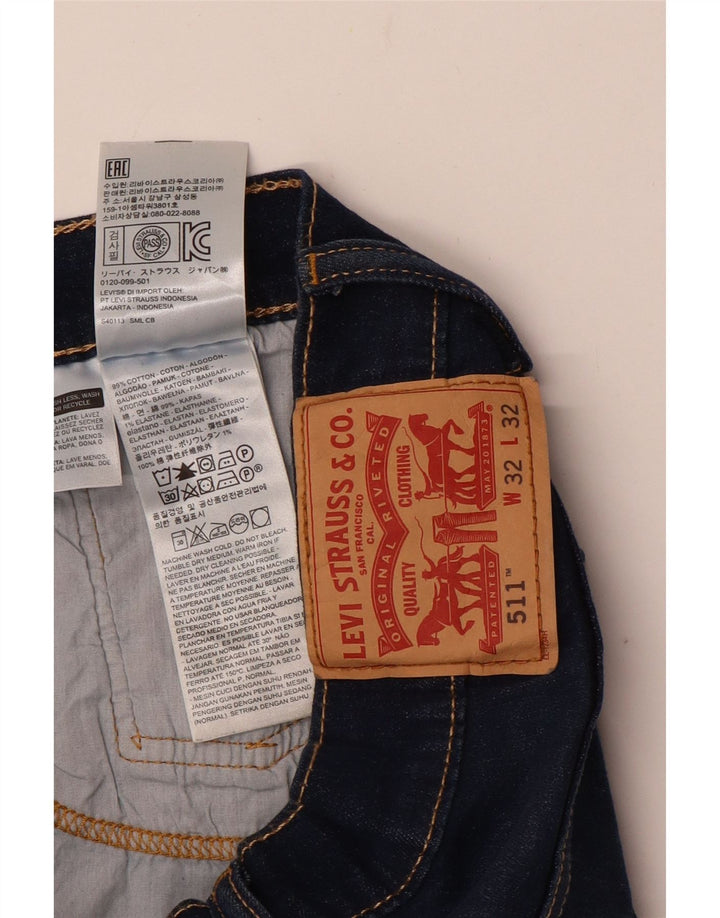 LEVI'S Mens 511 Slim Jeans W32 L32 Navy Blue Cotton
