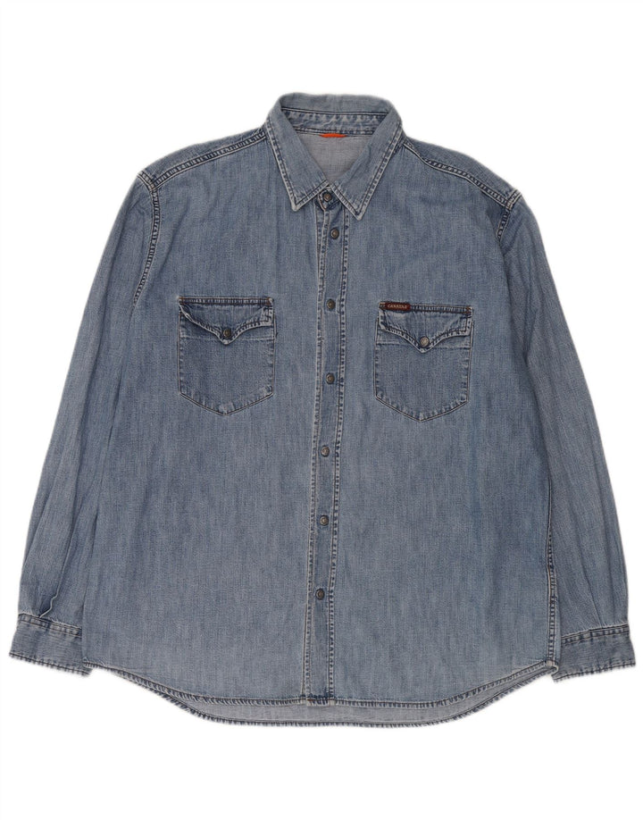 Carrera Mens Western Denim Shirt 2XL Blue Cotton Classic