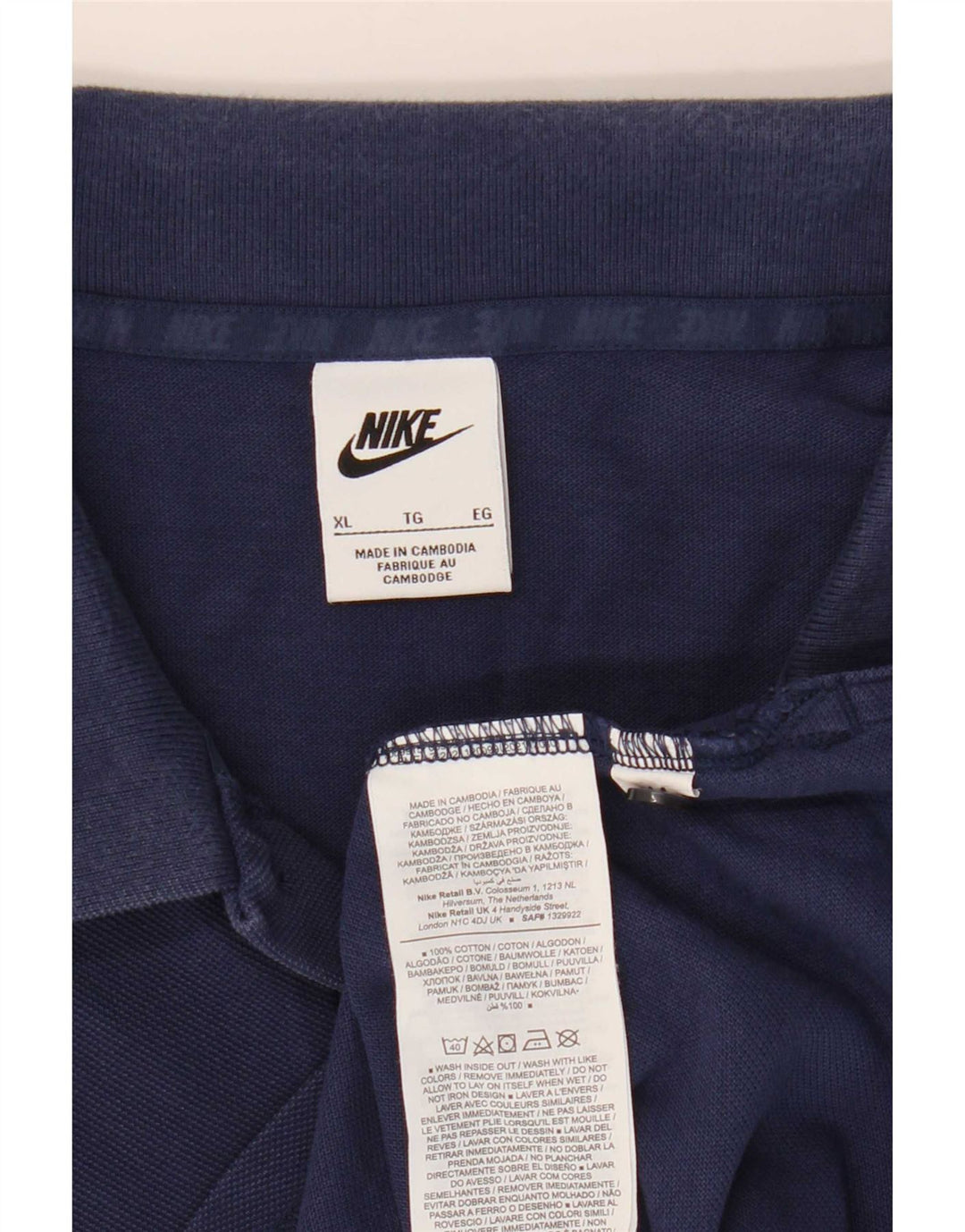 Nike Mens Polo Shirt XL Navy Blue Cotton