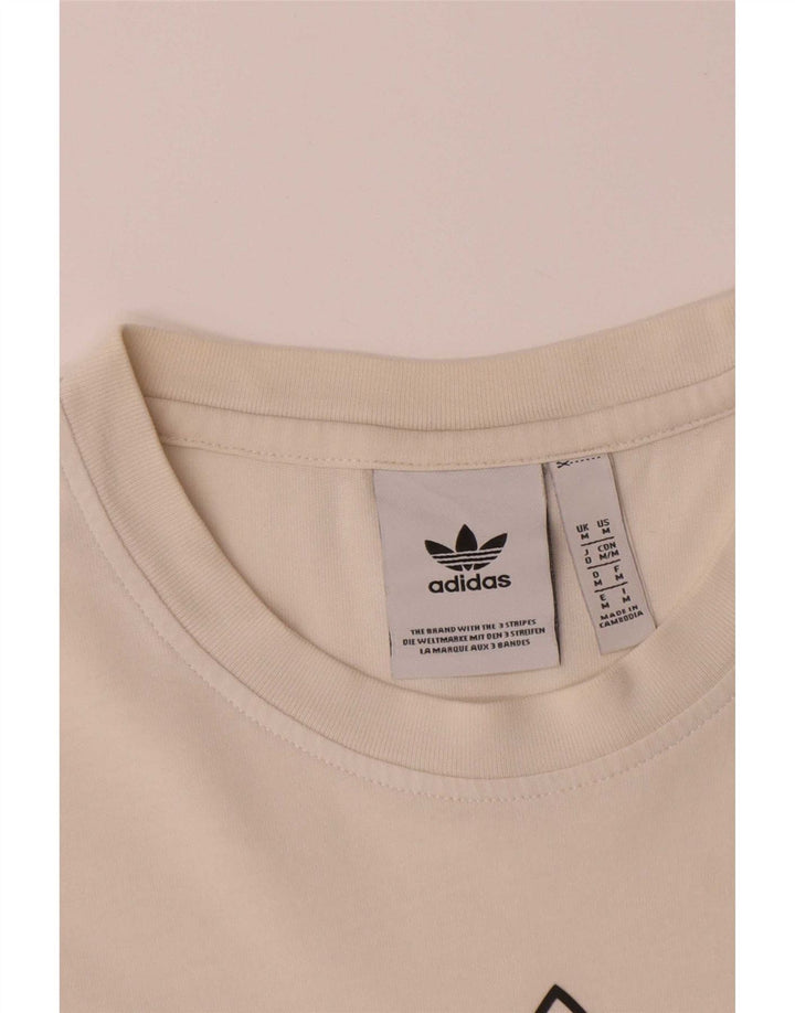 Adidas Mens Graphic T-Shirt Top Medium Off White Cotton