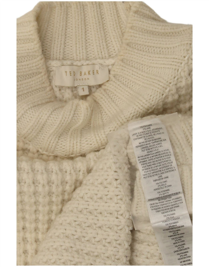 Ted Baker Womens Longline Turtle Neck Jumper Sweater Size 1 XS Beige